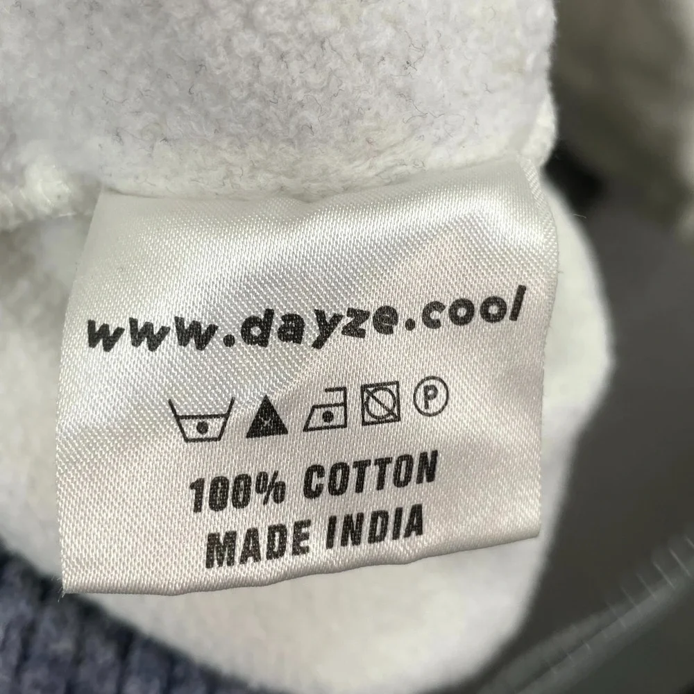 Dayze Cool Hoodie Mens Small Cream Graphic‎ Print Durex Crown Logo Fleece Lined